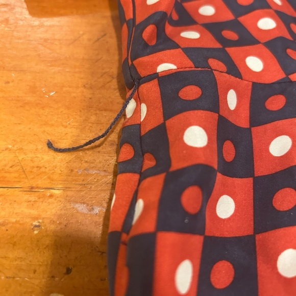 Kate Hill 100% Silk Geometric Midi Shirt Dress Women’s Size 14P. Red White Blue - Picture 11 of 12